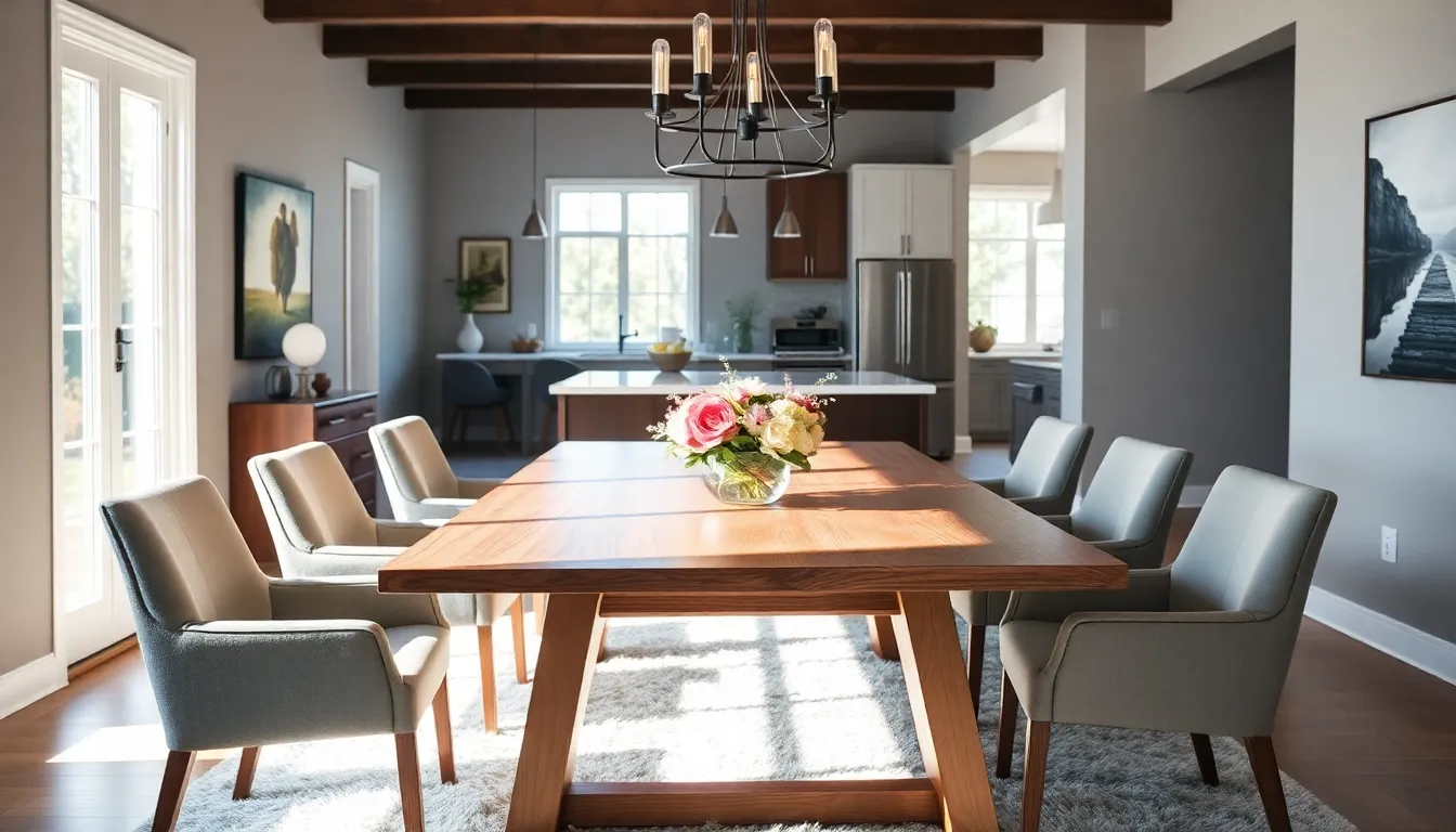 stylish dining room design with elegant table and natural light.